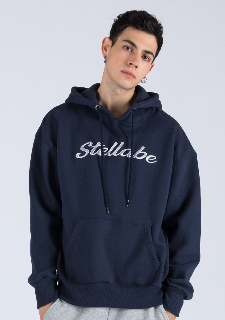 EMBROIDERY PULL OVER HOODIE (NAVY)